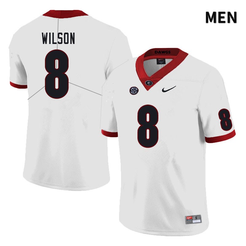 Georgia Bulldogs Men's Divaad Wilson #8 White Stitched College UGA Football Jersey 23LN010BR